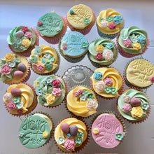 Load image into Gallery viewer, Easter Vanilla or Chocolate Floral Cupcakes -  Boxes of 6 or 12 - LOCAL PICKUP OX1
