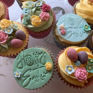 Easter Vanilla or Chocolate Floral Cupcakes -  Boxes of 6 or 12 - LOCAL PICKUP OX1