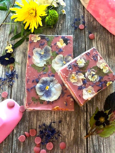Traditional Fudge with Ruby Chocolate and Edible Flowers