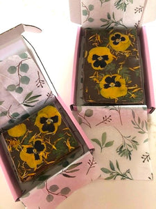 Traditional Fudge Decorated with Milk Chocolate and Edible Flowers