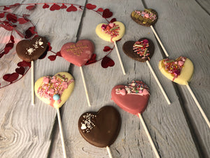 Chocolate Heart Lollies box of 2 (INCLUDING VEGAN OPTIONS)