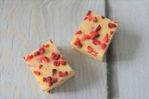 White Chocolate and Raspberry Fudge