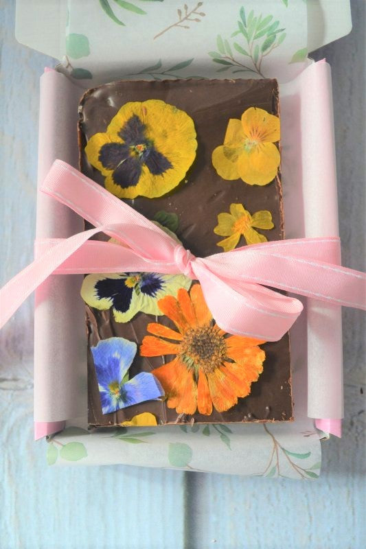 Rich Chocolate Fudge with Edible Flowers